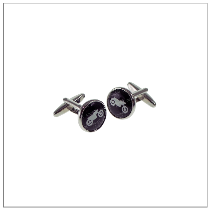 Motorcycle Cufflinks - Silver & Black