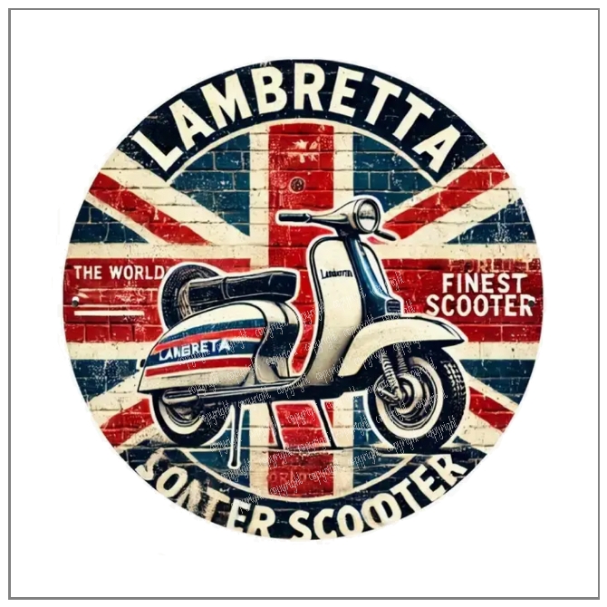 Vintage British Lambretta Scooter Metal Sign